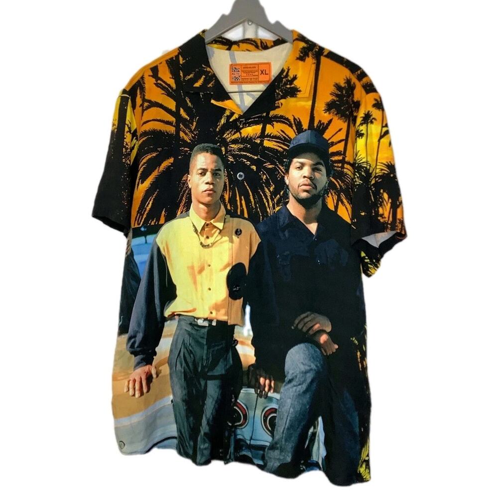 Shoe Palace Boyz N the HOOD Sz XL Button Up Hawaiian Shirt Ice Cube